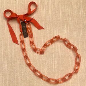 J. Crew | Acetate and Grosgrain Ribbon Statement Necklace | Burnt Orange